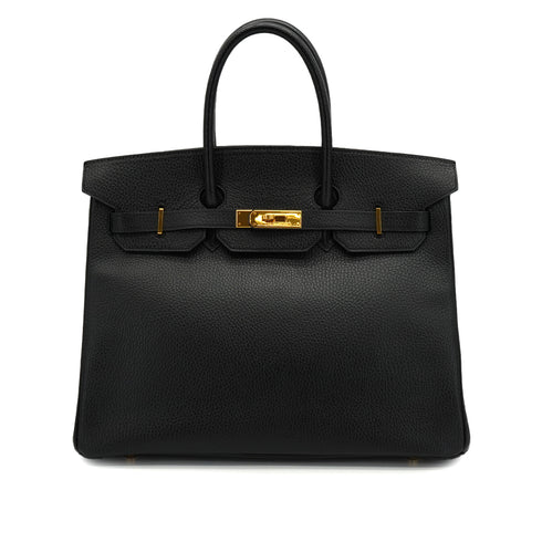 HERMES BIRKIN 35 BLACK ARDENNES HAND BAG 1997 SQUARE A GOLD HARDWARE 90334130