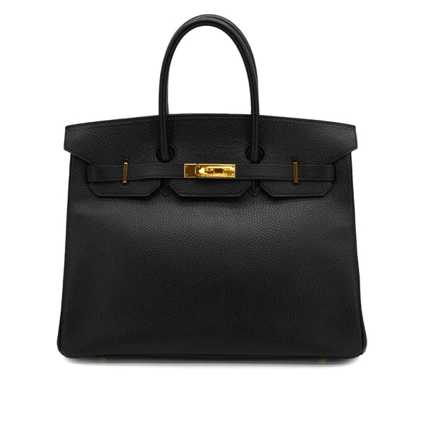 HERMES BIRKIN 35 BLACK ARDENNES HAND BAG 1997 SQUARE A GOLD HARDWARE 90334130