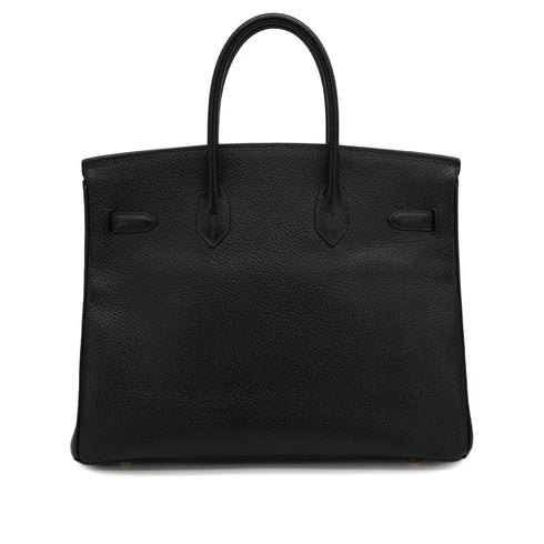 HERMES BIRKIN 35 BLACK ARDENNES HAND BAG 1997 SQUARE A GOLD HARDWARE 90334130