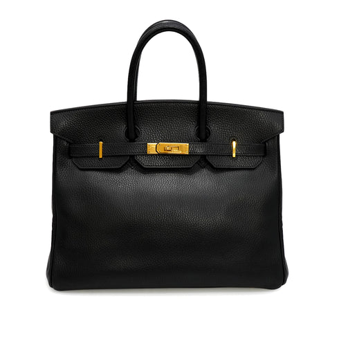 HERMES BIRKIN 35 BLACK ARDENNES HAND BAG 1997 SQUARE A GOLD HARDWARE 90345057