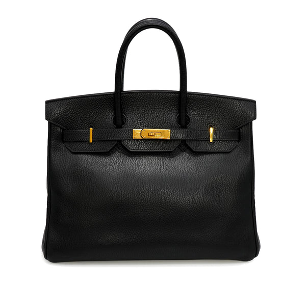 HERMES BIRKIN 35 BLACK ARDENNES HAND BAG 1997 SQUARE A GOLD HARDWARE 90345057