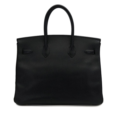 HERMES BIRKIN 35 BLACK ARDENNES HAND BAG 1998 SQUARE B GOLD HARDWARE 90318615