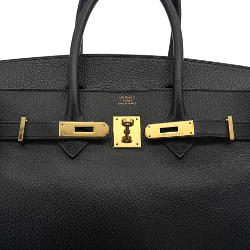 HERMES BIRKIN 35 BLACK ARDENNES HAND BAG 1998 SQUARE B GOLD HARDWARE 90318615