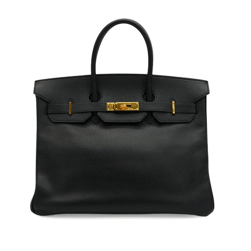 HERMES BIRKIN 35 BLACK ARDENNES HAND BAG 1998 SQUARE B GOLD HARDWARE 90349397