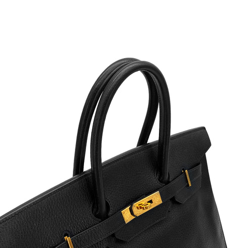 HERMES BIRKIN 35 BLACK ARDENNES HAND BAG 1999 SQUARE C GOLD HARDWARE 90327307