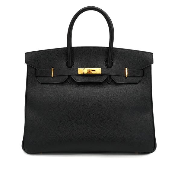 HERMES BIRKIN 35 BLACK ARDENNES HAND BAG 2000 SQUARE D GOLD HARDWARE 90334135