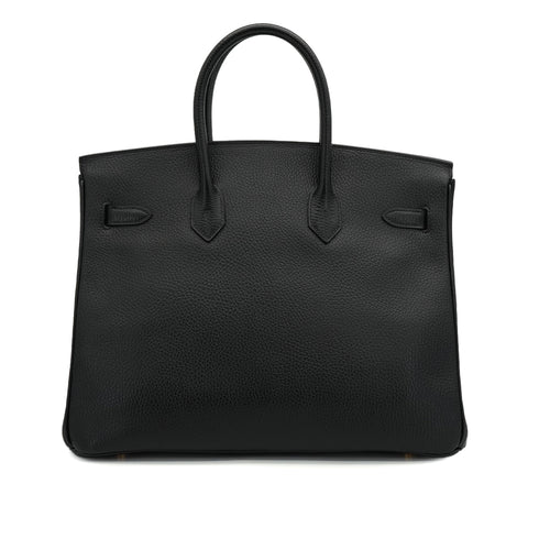 HERMES BIRKIN 35 BLACK ARDENNES HAND BAG 2000 SQUARE D GOLD HARDWARE 90334135