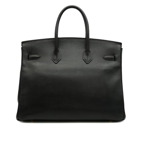 HERMES BIRKIN 35 BLACK ARDENNES HAND BAG 2002 SQUARE F GOLD HARDWARE 90328122