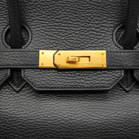 HERMES BIRKIN 35 BLACK ARDENNES HAND BAG 2002 SQUARE F GOLD HARDWARE 90328122