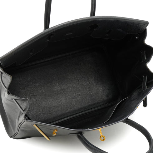HERMES BIRKIN 35 BLACK ARDENNES HAND BAG 2002 SQUARE F GOLD HARDWARE 90328122