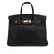 HERMES BIRKIN 35 BLACK ARDENNES HAND BAG 2002 SQUARE F GOLD HARDWARE 90323088