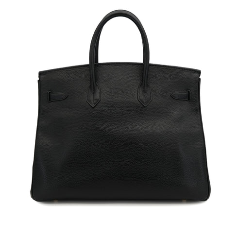 HERMES BIRKIN 35 BLACK ARDENNES HAND BAG 2002 SQUARE F GOLD HARDWARE 90323088