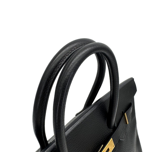 HERMES BIRKIN 35 BLACK ARDENNES HAND BAG 2002 SQUARE F GOLD HARDWARE 90323088