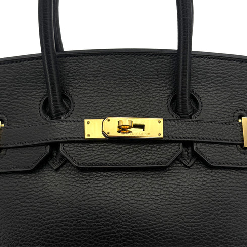 HERMES BIRKIN 35 BLACK ARDENNES HAND BAG 2002 SQUARE F GOLD HARDWARE 90323088