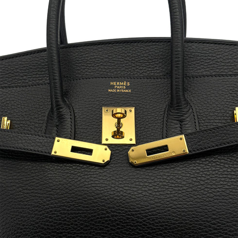 HERMES BIRKIN 35 BLACK ARDENNES HAND BAG 2002 SQUARE F GOLD HARDWARE 90323088