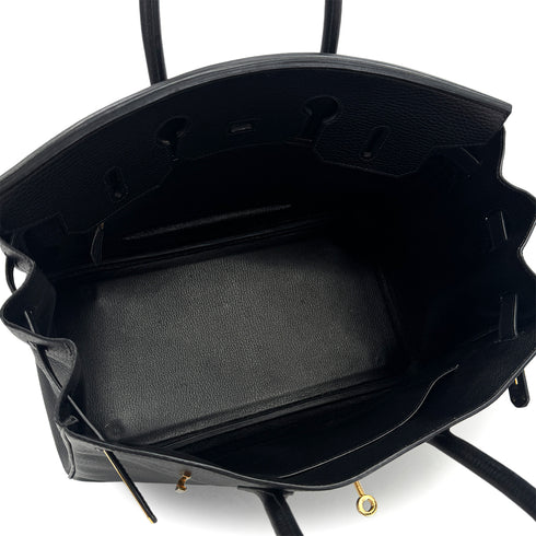 HERMES BIRKIN 35 BLACK ARDENNES HAND BAG 2002 SQUARE F GOLD HARDWARE 90323088