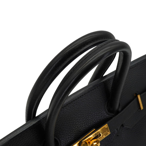 HERMES BIRKIN 35 BLACK ARDENNES HAND BAG 2002 SQUARE F GOLD HARDWARE 90347759