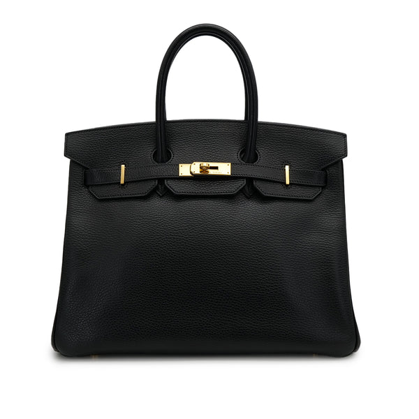 HERMES BIRKIN 35 BLACK ARDENNES HAND BAG 2003 SQUARE G GOLD HARDWARE 90318624