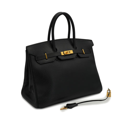 HERMES BIRKIN 35 BLACK ARDENNES HAND BAG GOLD HARDWARE 90327985
