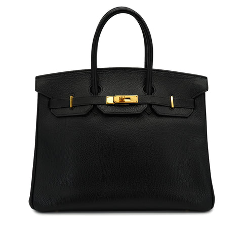 HERMES BIRKIN 35 BLACK ARDENNES HAND BAG GOLD HARDWARE 90327985