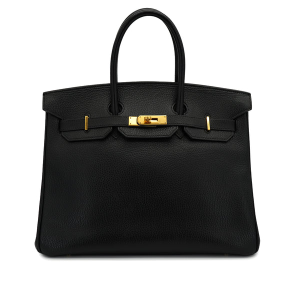HERMES BIRKIN 35 BLACK ARDENNES HAND BAG GOLD HARDWARE 90327985