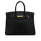 HERMES BIRKIN 35 BLACK ARDENNES HAND BAG GOLD HARDWARE 90327985