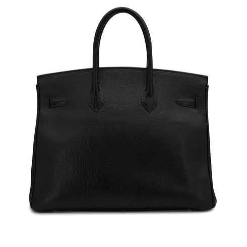 HERMES BIRKIN 35 BLACK ARDENNES HAND BAG GOLD HARDWARE 90327985