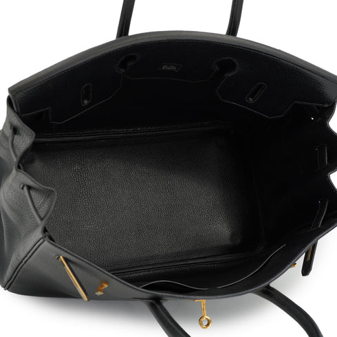HERMES BIRKIN 35 BLACK ARDENNES HAND BAG GOLD HARDWARE 90327985