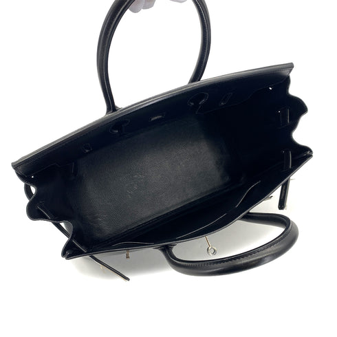 HERMES BIRKIN 35 BLACK BOXCALF HAND BAG 2002 SQUARE F PALLADIUM HARDWARE 90323080