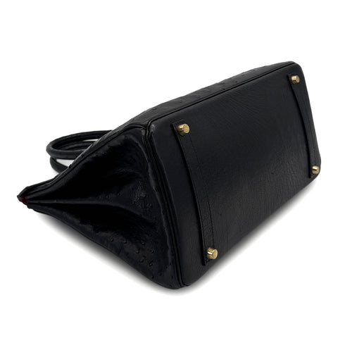 HERMES BIRKIN 35 BLACK OSTRICH HAND BAG 1997 SQUARE A GOLD HARDWARE 90324742