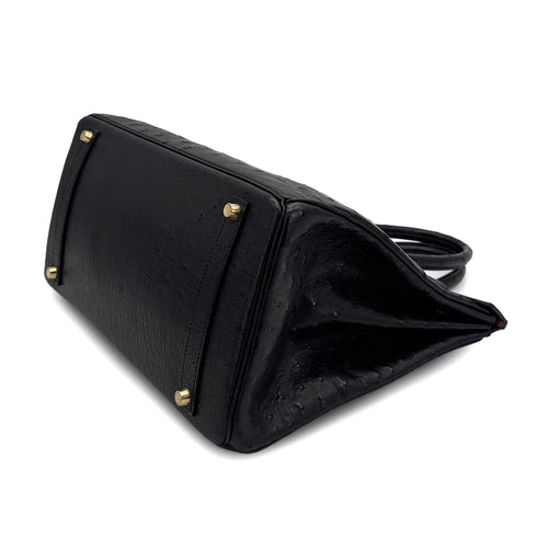 HERMES BIRKIN 35 BLACK OSTRICH HAND BAG 1997 SQUARE A GOLD HARDWARE 90324742