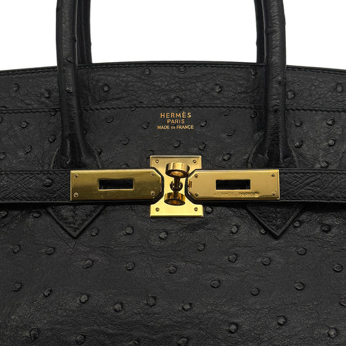 HERMES BIRKIN 35 BLACK OSTRICH HAND BAG 1997 SQUARE A GOLD HARDWARE 90324742