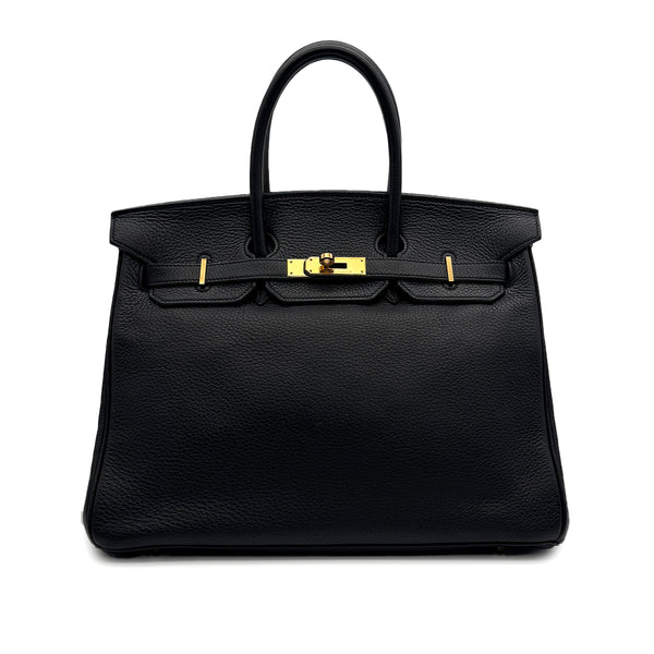 HERMES BIRKIN 35 BLACK TAURILLON CLEMENCE HAND BAG 1997 SQUARE A GOLD HARDWARE 90317861