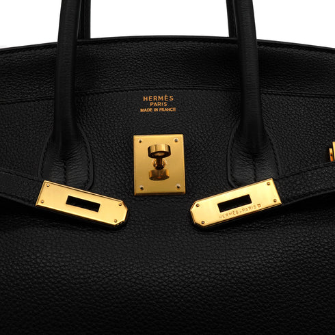 HERMES BIRKIN 35 BLACK TAURILLON CLEMENCE HAND BAG 1998 SQUARE B GOLD HARDWARE 90339940