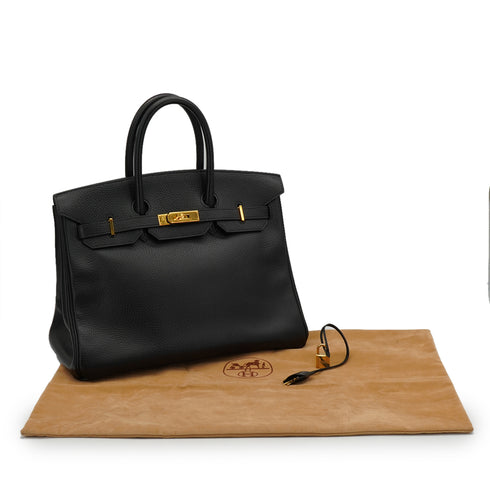 HERMES BIRKIN 35 BLACK TOGO HAND BAG 1996 CIRCLE Z GOLD HARDWARE 90347760