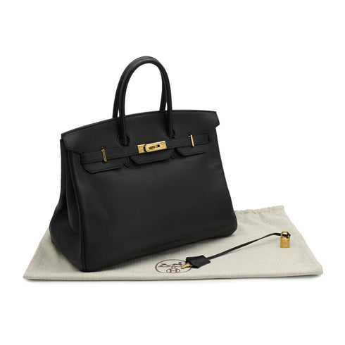 HERMES BIRKIN 35 BLACK TOGO HAND BAG 2000 SQUARE D GOLD HARDWARE 90331395