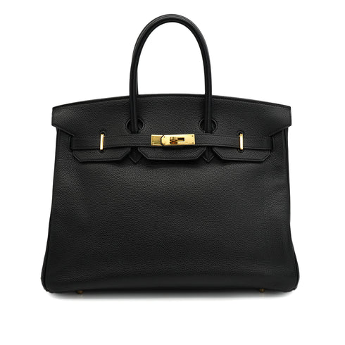 HERMES BIRKIN 35 BLACK TOGO HAND BAG 2000 SQUARE D GOLD HARDWARE 90331395