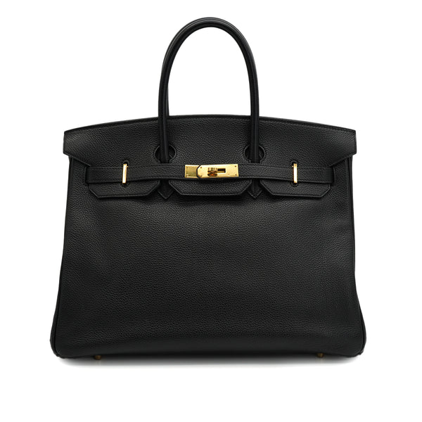 HERMES BIRKIN 35 BLACK TOGO HAND BAG 2000 SQUARE D GOLD HARDWARE 90331395