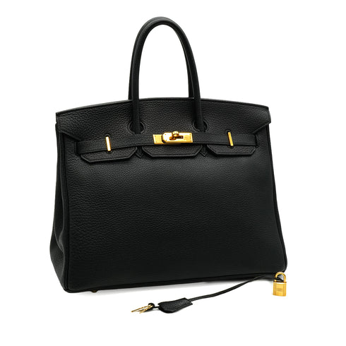 HERMES BIRKIN 35 BLACK TOGO HAND BAG 2000 SQUARE D GOLD HARDWARE 90338294