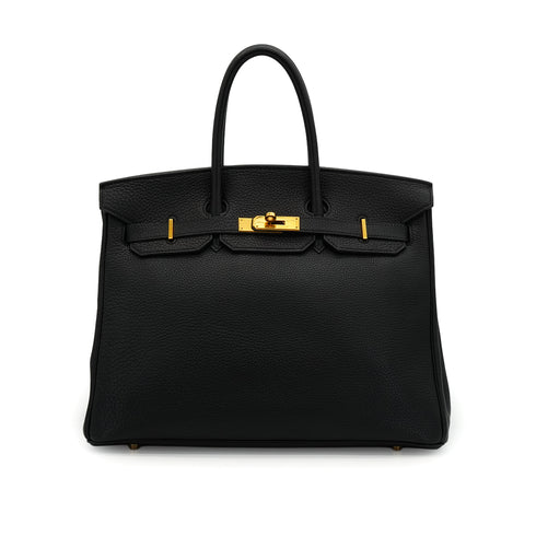 HERMES BIRKIN 35 BLACK TOGO HAND BAG 2000 SQUARE D GOLD HARDWARE 90338294