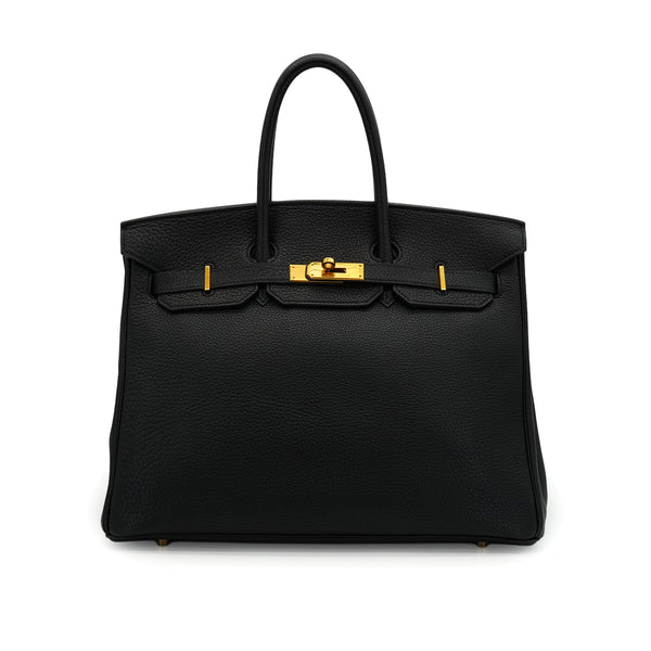 HERMES BIRKIN 35 BLACK TOGO HAND BAG 2000 SQUARE D GOLD HARDWARE 90338294