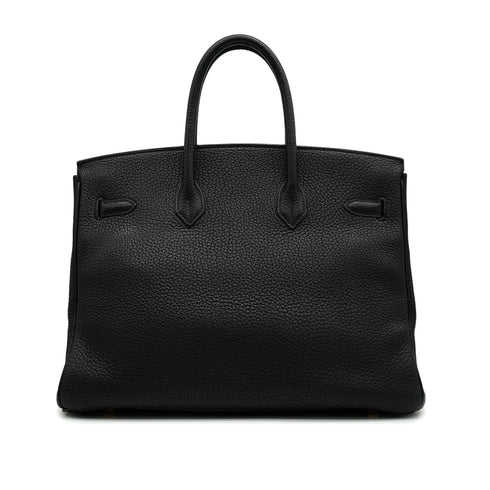 HERMES BIRKIN 35 BLACK TAURILLON CLEMENCE HAND BAG 2001 SQUARE E GOLD HARDWARE 90340494