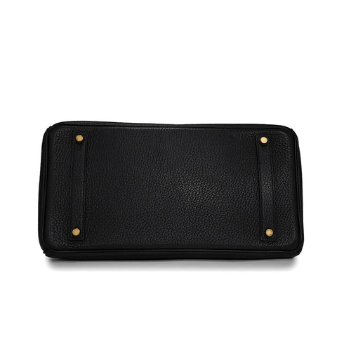 HERMES BIRKIN 35 BLACK TAURILLON CLEMENCE HAND BAG 2001 SQUARE E GOLD HARDWARE 90340494