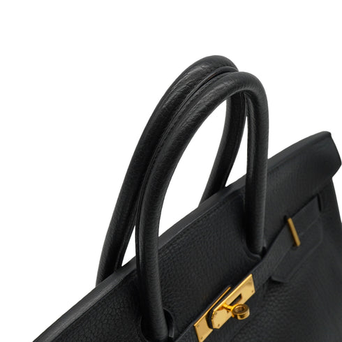 HERMES BIRKIN 35 BLACK TAURILLON CLEMENCE HAND BAG 2001 SQUARE E GOLD HARDWARE 90340494