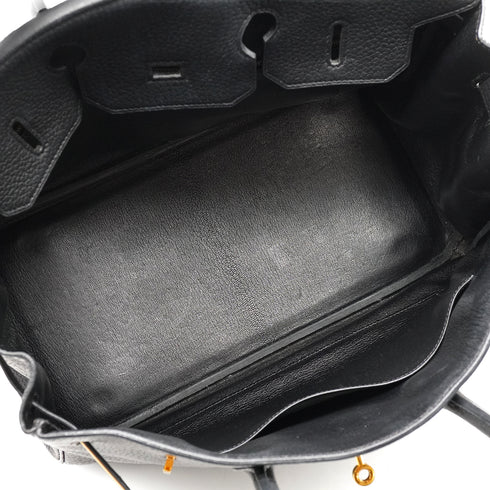 HERMES BIRKIN 35 BLACK TAURILLON CLEMENCE HAND BAG 2001 SQUARE E GOLD HARDWARE 90340494