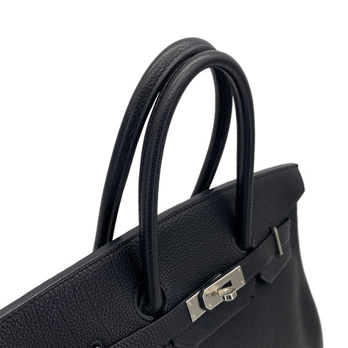 HERMES BIRKIN 35 BLACK TOGO HAND BAG 2001 SQUARE E PALLADIUM HARDWARE 90300855