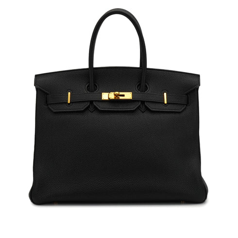 HERMES BIRKIN 35 BLACK TOGO HAND BAG 2003 SQUARE G GOLD HARDWARE 90340160