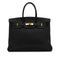 HERMES BIRKIN 35 BLACK TOGO HAND BAG 2003 SQUARE G GOLD HARDWARE 90340160