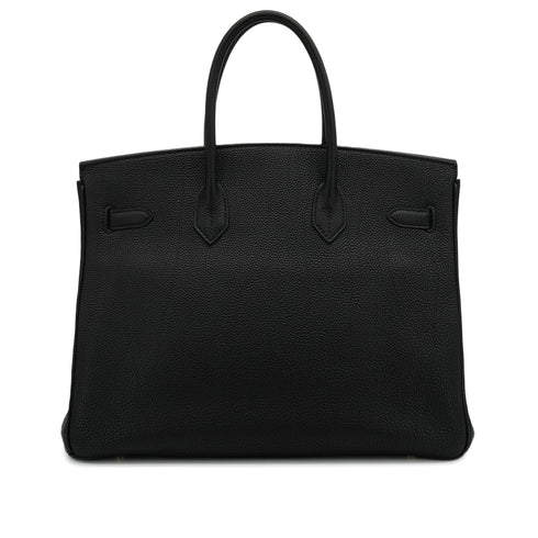 HERMES BIRKIN 35 BLACK TOGO HAND BAG 2003 SQUARE G GOLD HARDWARE 90340160