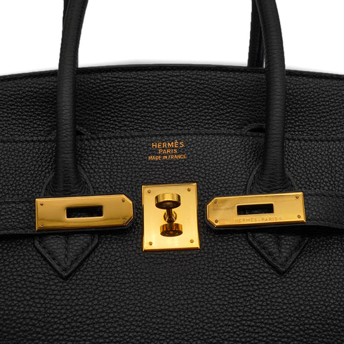 HERMES BIRKIN 35 BLACK TOGO HAND BAG 2003 SQUARE G GOLD HARDWARE 90340160